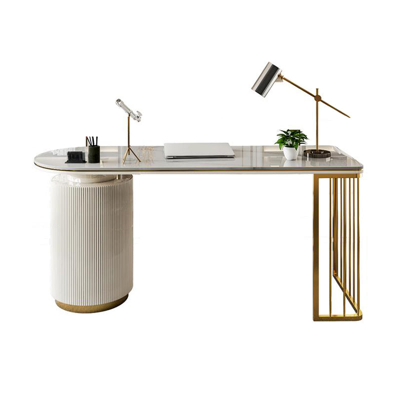 Glam Stone Office Bureau 3 tiroirs 29,53 "Bureau d'écriture de haut avec base de piédestal