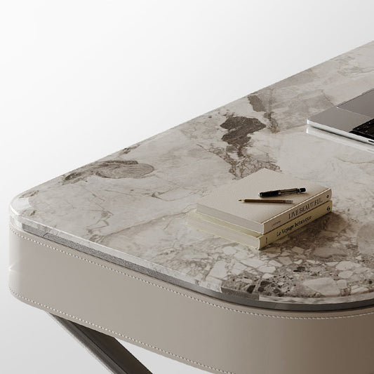 コンテンポラリー27.56 "Wストーンオフィスデスク2ドロワーライティングデスク