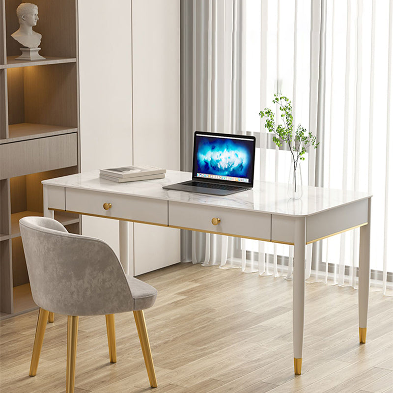 Rechteckiger zeitgenössischer Schreibtisch Stein Büro -Schreibtisch mit 1/2 Schubladen