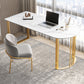 Glam Stone Office Desk 29.53 "Tall Peninsula Writing Desk met ijzeren benen
