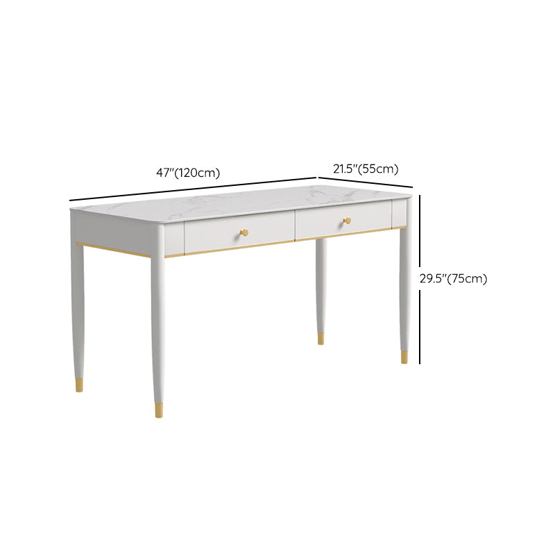 Descripción de escritura de piedra contemporánea Desk White Office White Office Base Base con cajón