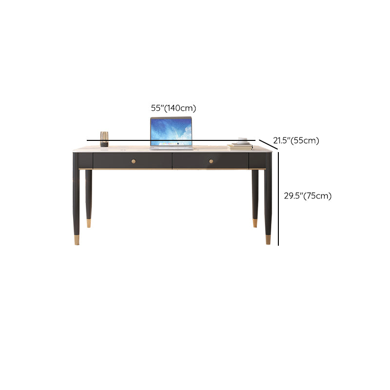 Contemporary Stone Office Desk 2 Drawers Parsons Base Writing Desk Clearhalo 'furn' 'furn_office_desk' 'Furniture' 'Office Desks' 'Office Furniture' 'office_desk' 6647990