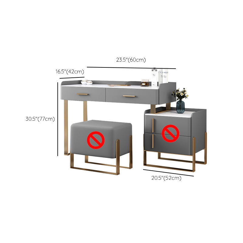 Tavolo da toeletta in legno in legno in legno massiccio grigio top di pietra con 4 cassetti