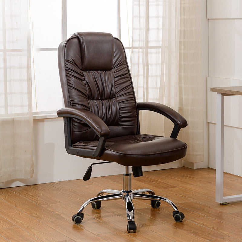 Contemporary Leather Desk Chair Padded Arms Task Chair for Office Clearhalo 'furn' 'furn_office_chair' 'Furniture' 'Office Chairs' 'Office Furniture' 'office_chair' 6649508