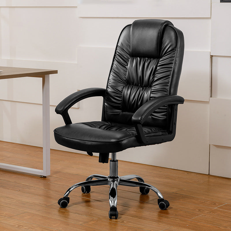 Contemporary Leather Desk Chair Padded Arms Task Chair for Office Clearhalo 'furn' 'furn_office_chair' 'Furniture' 'Office Chairs' 'Office Furniture' 'office_chair' 6649511
