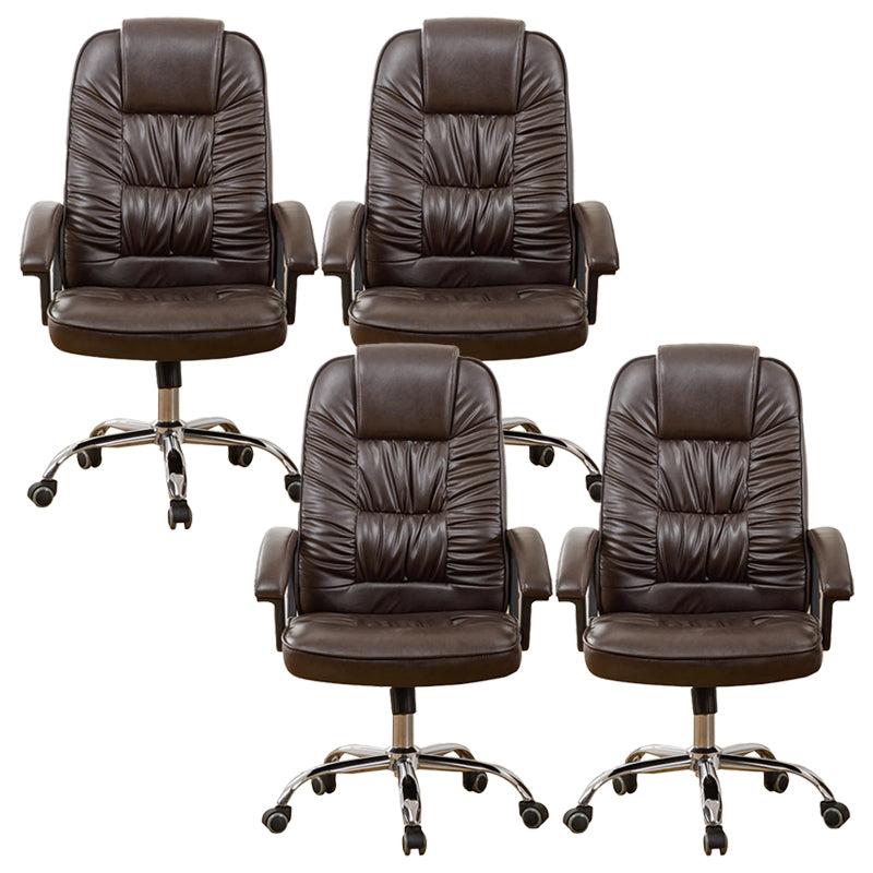 Contemporary Leather Desk Chair Padded Arms Task Chair for Office Coffee 4 Piece Set Clearhalo 'furn' 'furn_office_chair' 'Furniture' 'Office Chairs' 'Office Furniture' 'office_chair' 6649512
