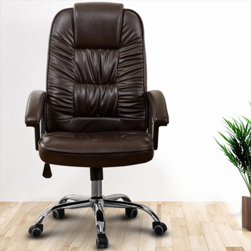 Contemporary Leather Desk Chair Padded Arms Task Chair for Office Clearhalo 'furn' 'furn_office_chair' 'Furniture' 'Office Chairs' 'Office Furniture' 'office_chair' 6649513
