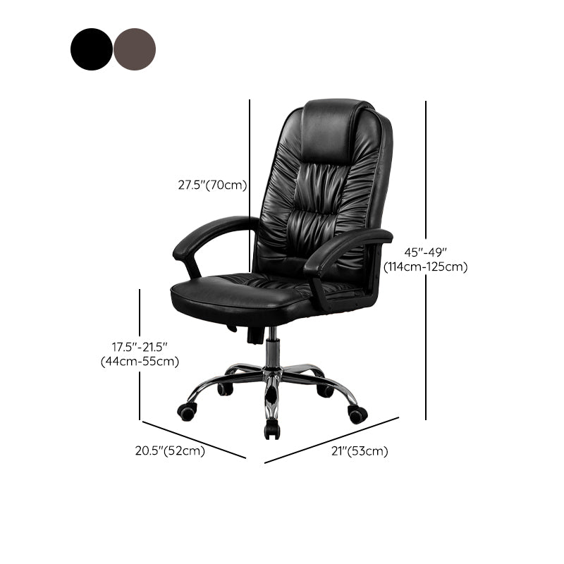Contemporary Leather Desk Chair Padded Arms Task Chair for Office Clearhalo 'furn' 'furn_office_chair' 'Furniture' 'Office Chairs' 'Office Furniture' 'office_chair' 6649522