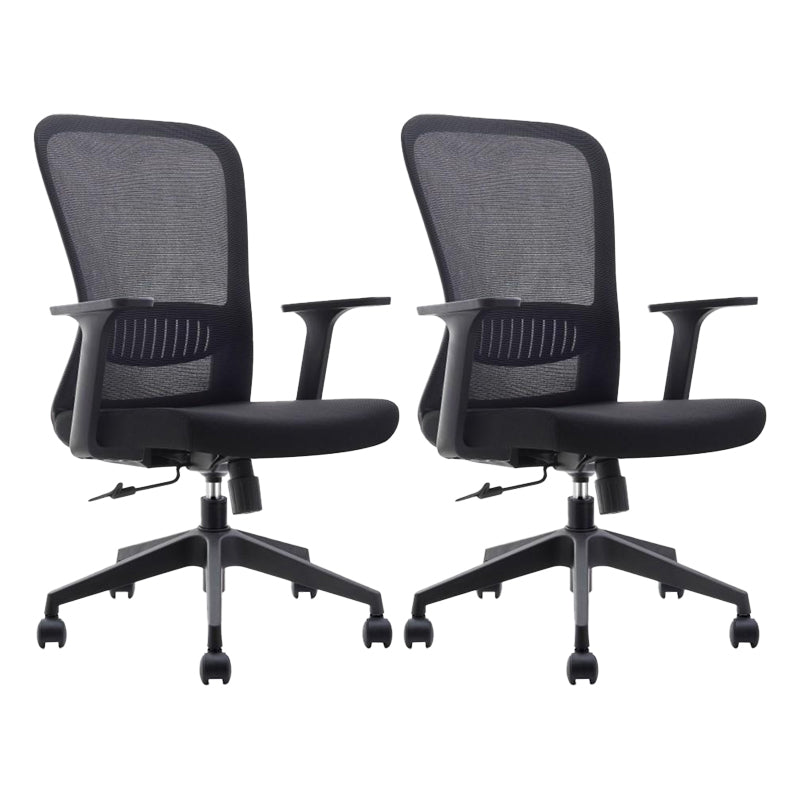 Fixed Arms Office Chair Upholstered No Distressing Modern Desk Chair Black 2 Piece Set Casters Included Clearhalo 'furn' 'furn_office_chair' 'Furniture' 'Office Chairs' 'Office Furniture' 'office_chair' 6649543