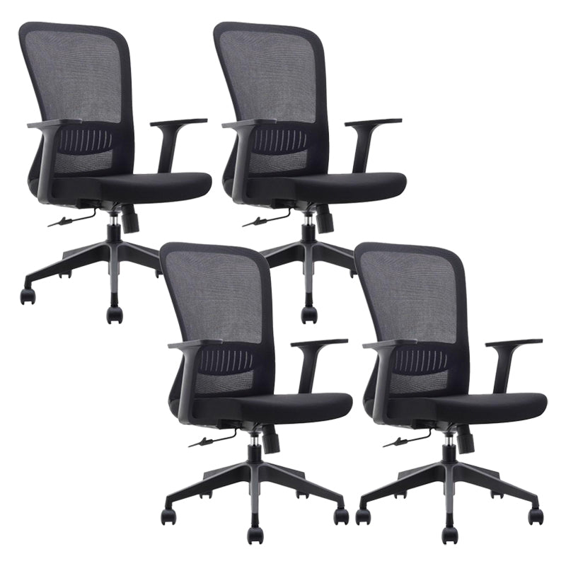 Fixed Arms Office Chair Upholstered No Distressing Modern Desk Chair Black 4 Piece Set Casters Included Clearhalo 'furn' 'furn_office_chair' 'Furniture' 'Office Chairs' 'Office Furniture' 'office_chair' 6649545