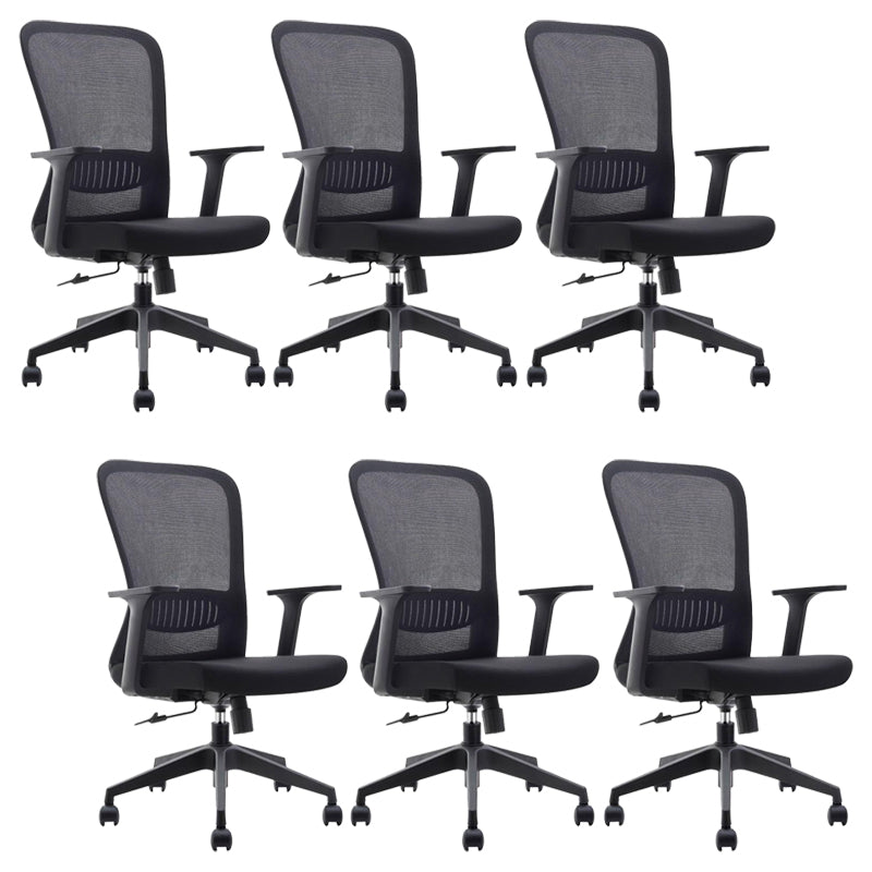 Fixed Arms Office Chair Upholstered No Distressing Modern Desk Chair Black 6 Piece Set Casters Included Clearhalo 'furn' 'furn_office_chair' 'Furniture' 'Office Chairs' 'Office Furniture' 'office_chair' 6649546