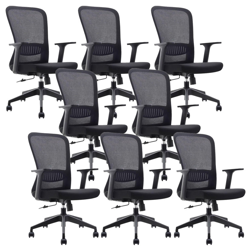 Fixed Arms Office Chair Upholstered No Distressing Modern Desk Chair Black 8 Piece Set Casters Included Clearhalo 'furn' 'furn_office_chair' 'Furniture' 'Office Chairs' 'Office Furniture' 'office_chair' 6649548