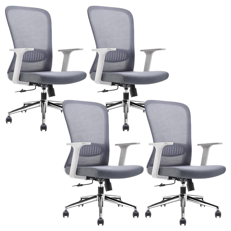 Fixed Arms Office Chair Upholstered No Distressing Modern Desk Chair White 4 Piece Set Casters Included Clearhalo 'furn' 'furn_office_chair' 'Furniture' 'Office Chairs' 'Office Furniture' 'office_chair' 6649552