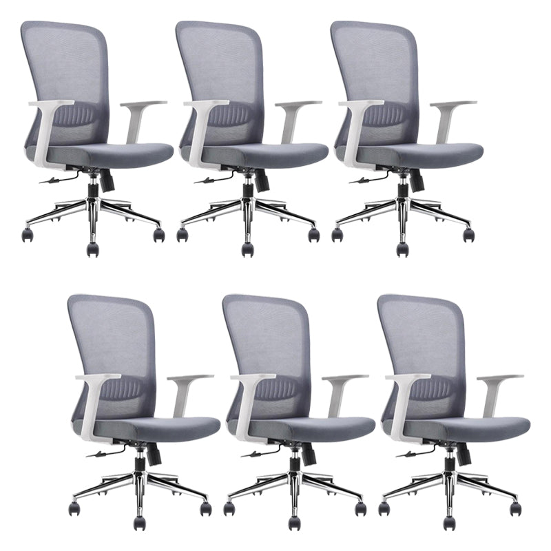 Fixed Arms Office Chair Upholstered No Distressing Modern Desk Chair White 6 Piece Set Casters Included Clearhalo 'furn' 'furn_office_chair' 'Furniture' 'Office Chairs' 'Office Furniture' 'office_chair' 6649554