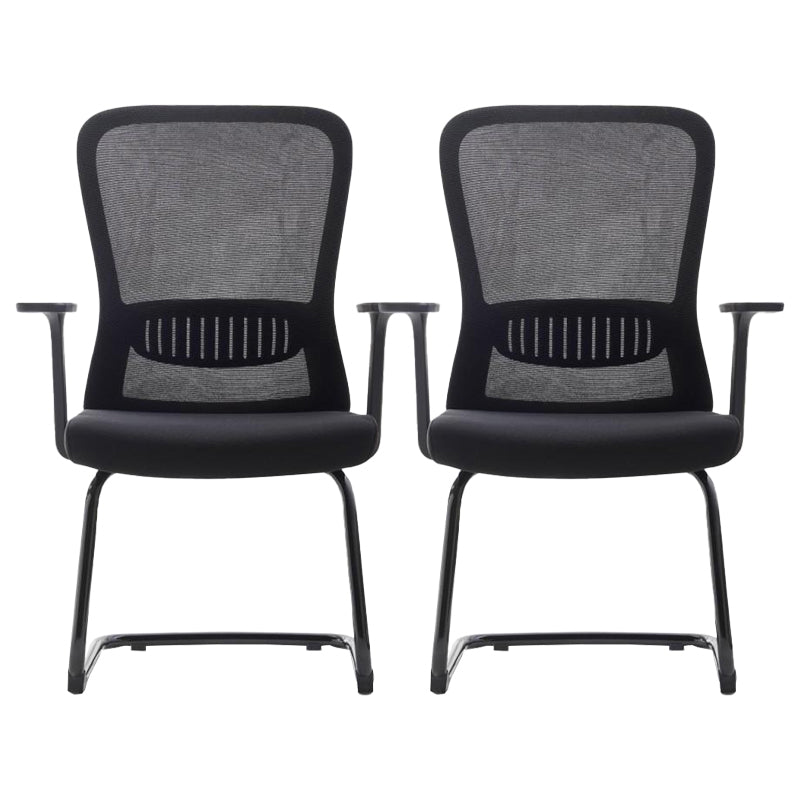 Fixed Arms Office Chair Upholstered No Distressing Modern Desk Chair Black 2 Piece Set Casters Not Included Clearhalo 'furn' 'furn_office_chair' 'Furniture' 'Office Chairs' 'Office Furniture' 'office_chair' 6649559