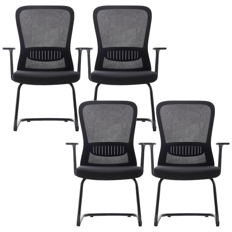 Fixed Arms Office Chair Upholstered No Distressing Modern Desk Chair Black 4 Piece Set Casters Not Included Clearhalo 'furn' 'furn_office_chair' 'Furniture' 'Office Chairs' 'Office Furniture' 'office_chair' 6649561