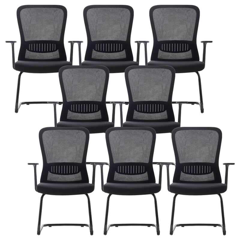 Fixed Arms Office Chair Upholstered No Distressing Modern Desk Chair Black 8 Piece Set Casters Not Included Clearhalo 'furn' 'furn_office_chair' 'Furniture' 'Office Chairs' 'Office Furniture' 'office_chair' 6649563