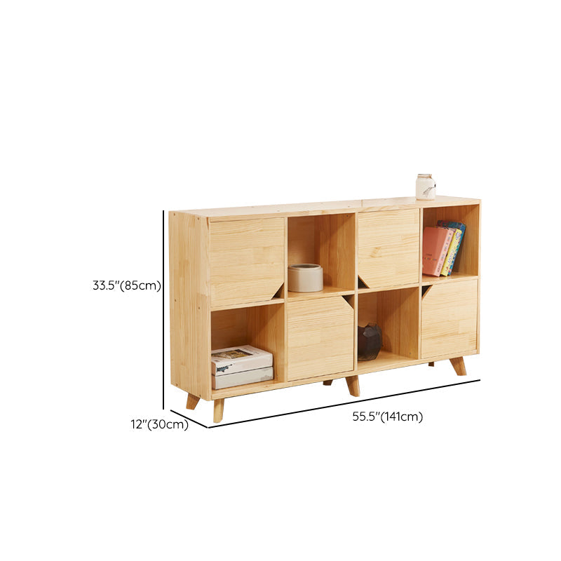 Wooden Natural Bookcase Contemporary Closed Back Standard Bookshelf