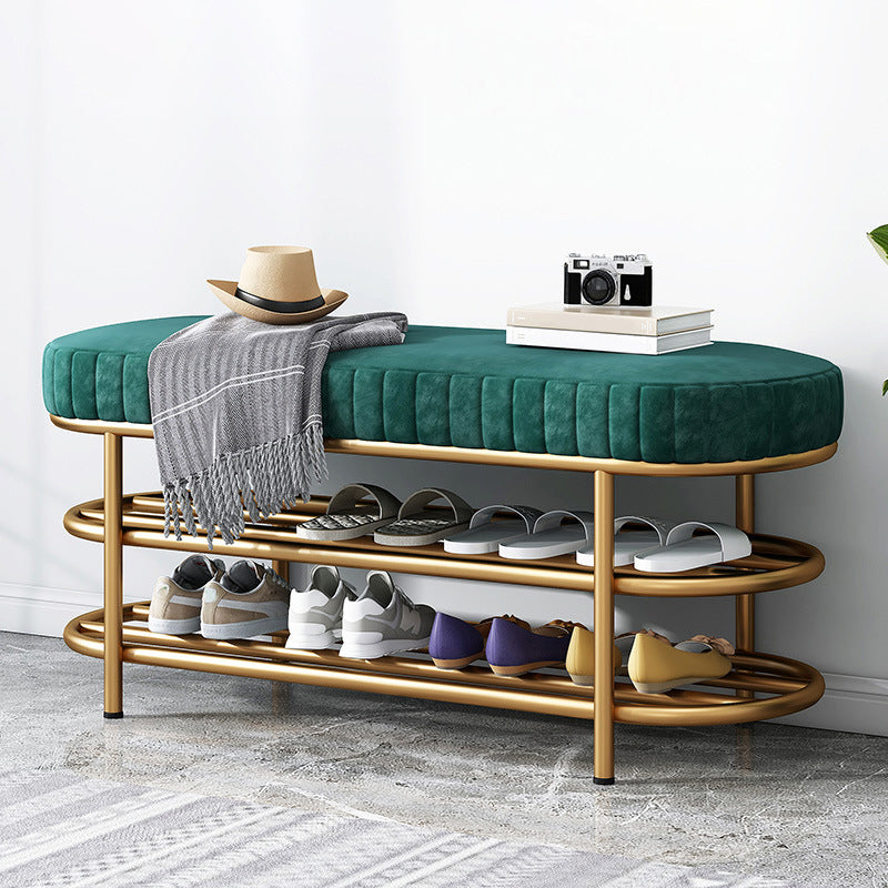 Glam 14.5" W Seating Bench Cushioned Shoe Storage Entryway and Bedroom Bench Green Clearhalo 'Benches' 'Chairs & Seating' 'furn' 'furn_benches' 'Furniture' 'Living Room Furniture' 6649923