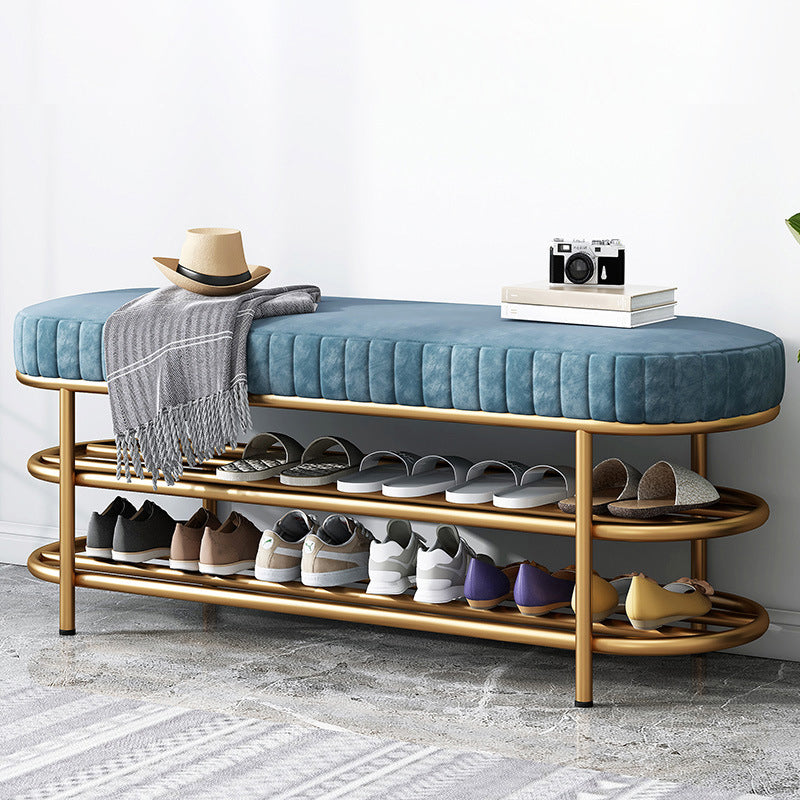 Glam 14.5" W Seating Bench Cushioned Shoe Storage Entryway and Bedroom Bench Blue Clearhalo 'Benches' 'Chairs & Seating' 'furn' 'furn_benches' 'Furniture' 'Living Room Furniture' 6649925