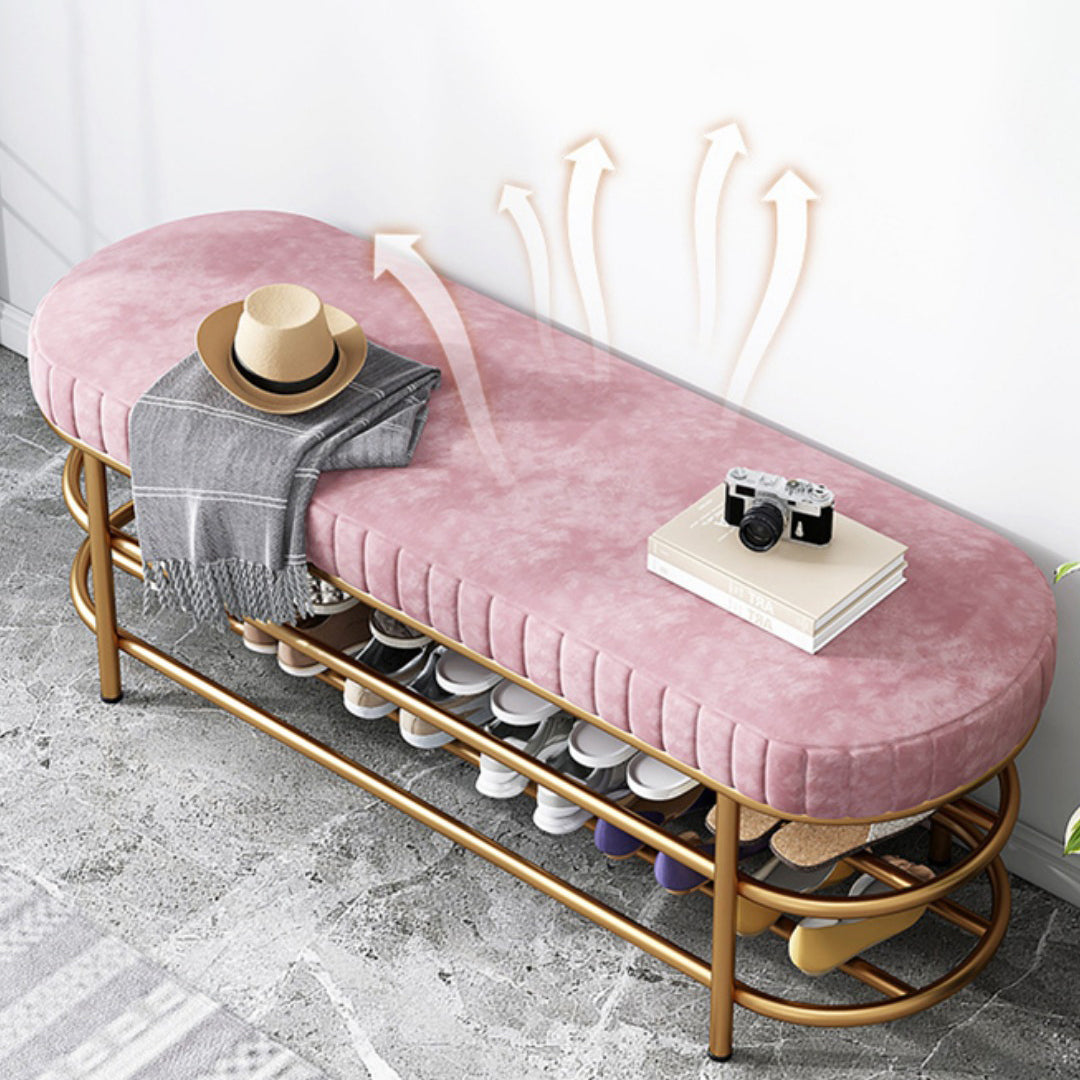 Glam 14.5" W Seating Bench Cushioned Shoe Storage Entryway and Bedroom Bench Clearhalo 'Benches' 'Chairs & Seating' 'furn' 'furn_benches' 'Furniture' 'Living Room Furniture' 6649931