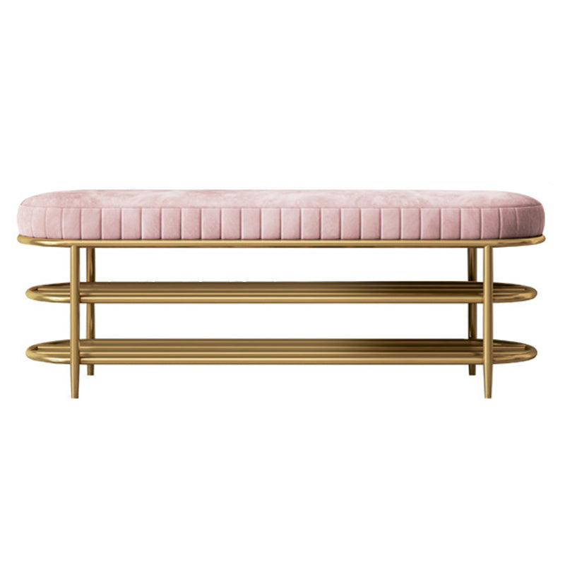 Glam 12.5" W Seating Bench Cushioned Shoe Storage Entryway and Bedroom Bench Pink Clearhalo 'Benches' 'Chairs & Seating' 'furn' 'furn_benches' 'Furniture' 'Living Room Furniture' 6649937