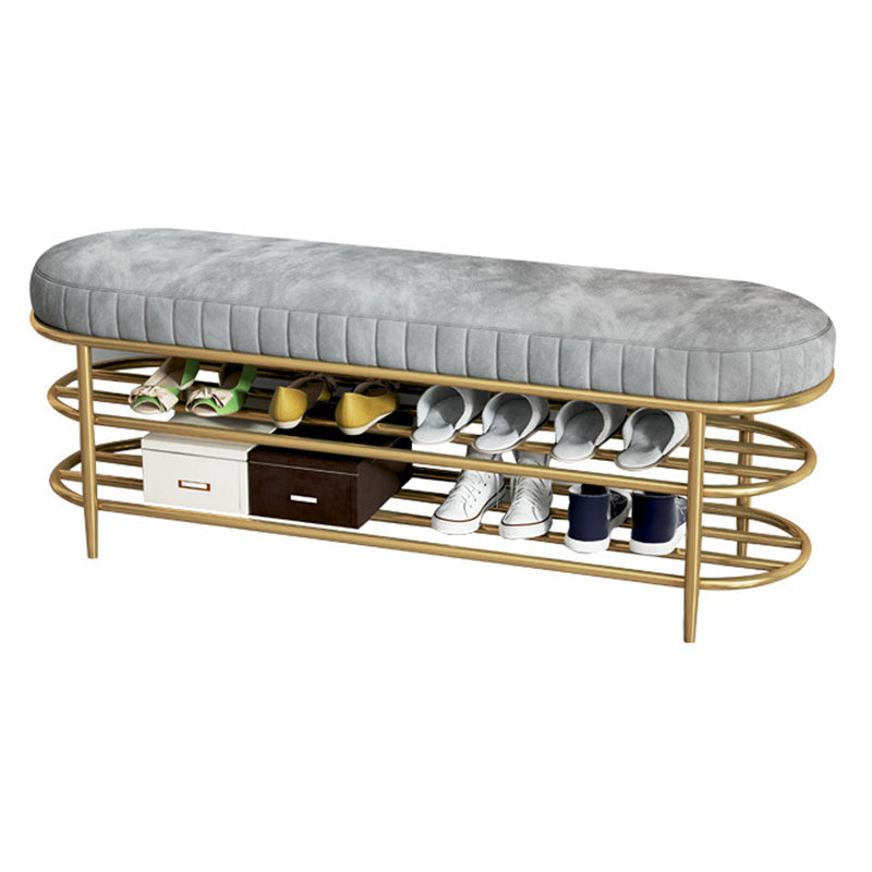 Glam 12.5" W Seating Bench Cushioned Shoe Storage Entryway and Bedroom Bench Grey Clearhalo 'Benches' 'Chairs & Seating' 'furn' 'furn_benches' 'Furniture' 'Living Room Furniture' 6649938