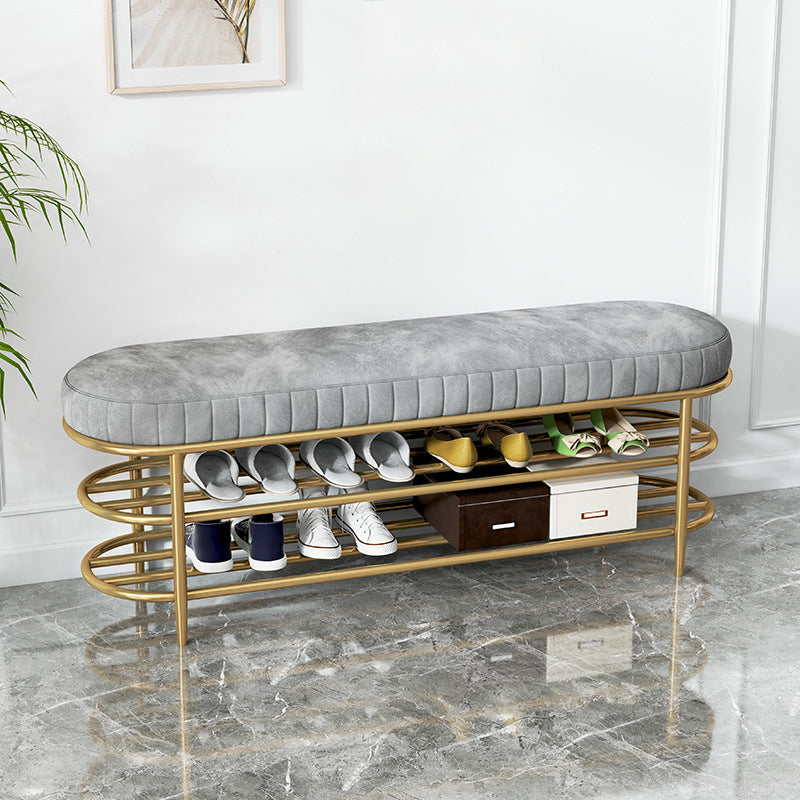 Glam 12.5" W Seating Bench Cushioned Shoe Storage Entryway and Bedroom Bench 47"L x 13"W x 18"H Grey Clearhalo 'Benches' 'Chairs & Seating' 'furn' 'furn_benches' 'Furniture' 'Living Room Furniture' 6649939