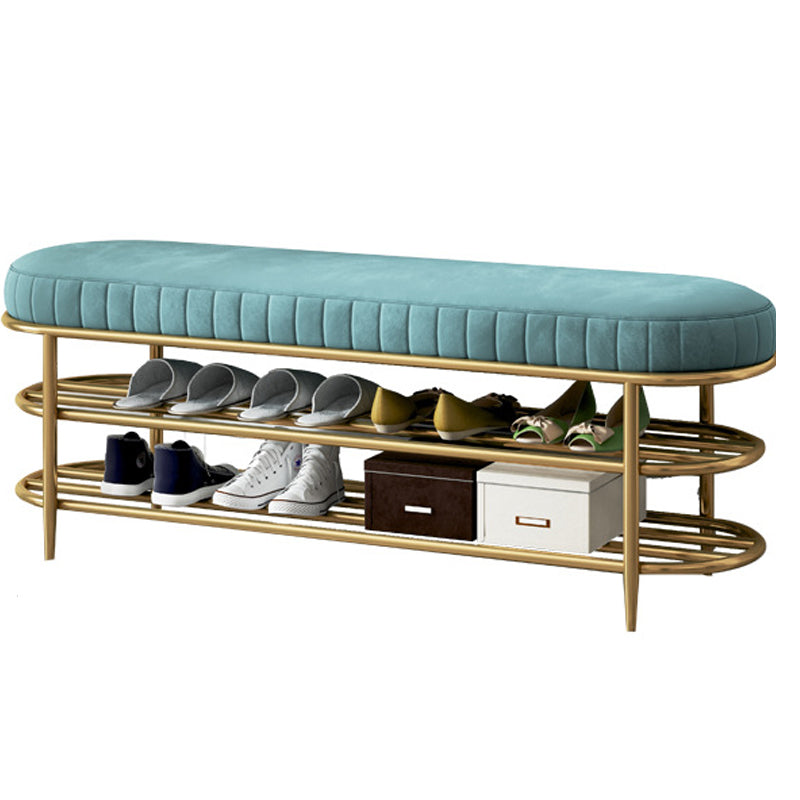 Glam 12.5" W Seating Bench Cushioned Shoe Storage Entryway and Bedroom Bench Blue Clearhalo 'Benches' 'Chairs & Seating' 'furn' 'furn_benches' 'Furniture' 'Living Room Furniture' 6649940
