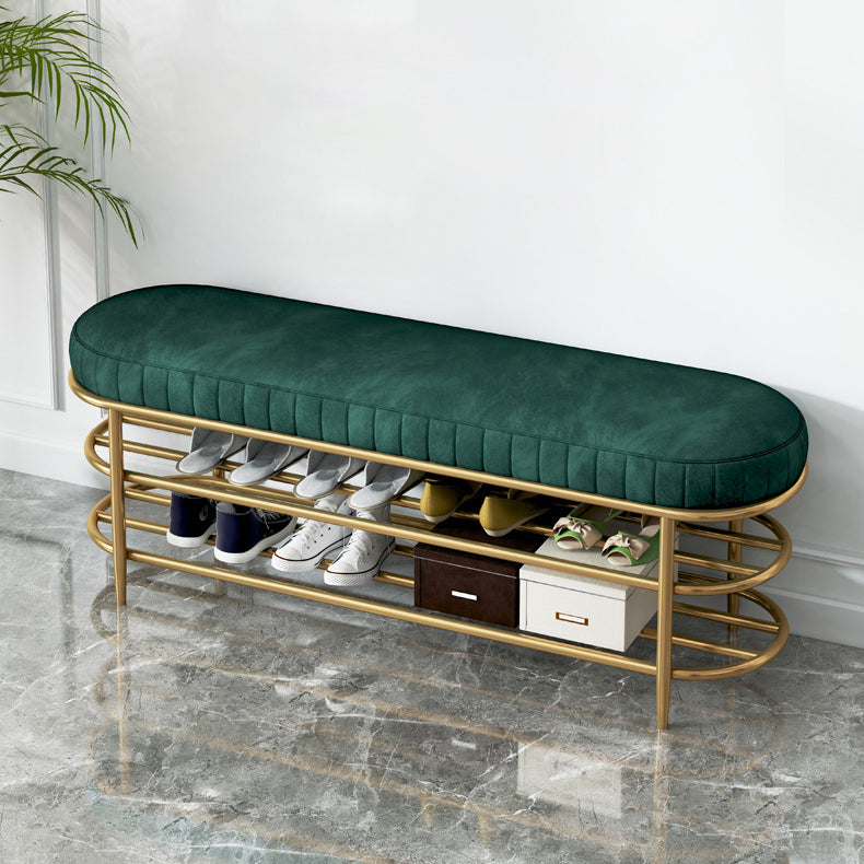 Glam 12.5" W Seating Bench Cushioned Shoe Storage Entryway and Bedroom Bench 47"L x 13"W x 18"H Green Clearhalo 'Benches' 'Chairs & Seating' 'furn' 'furn_benches' 'Furniture' 'Living Room Furniture' 6649942