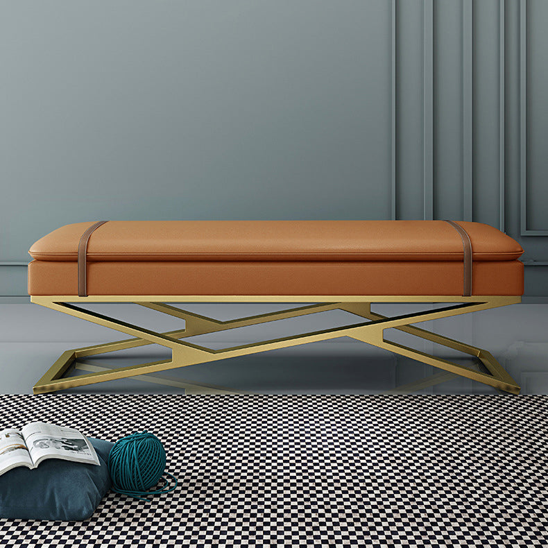 Glam 15" W Seating Bench Cushioned Rectangle Entryway and Bedroom Bench Orange Clearhalo 'Benches' 'Chairs & Seating' 'furn' 'furn_benches' 'Furniture' 'Living Room Furniture' 6649954