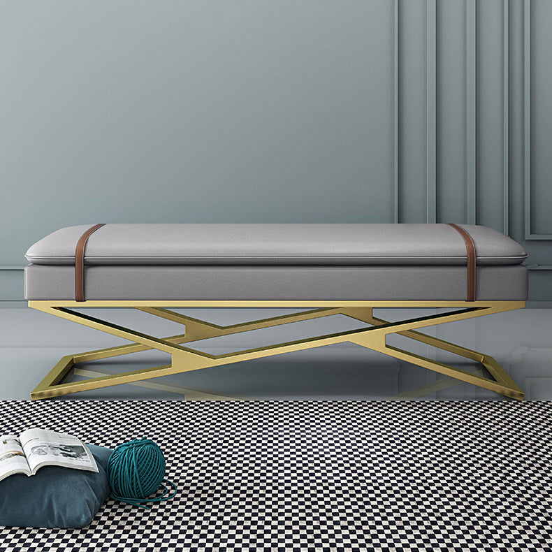 Glam 15" W Seating Bench Cushioned Rectangle Entryway and Bedroom Bench 47"L x 15"W x 18"H Light Gray Clearhalo 'Benches' 'Chairs & Seating' 'furn' 'furn_benches' 'Furniture' 'Living Room Furniture' 6649955