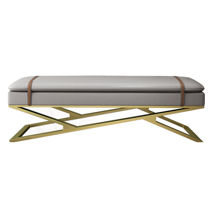 Glam 15" W Seating Bench Cushioned Rectangle Entryway and Bedroom Bench Light Gray Clearhalo 'Benches' 'Chairs & Seating' 'furn' 'furn_benches' 'Furniture' 'Living Room Furniture' 6649957