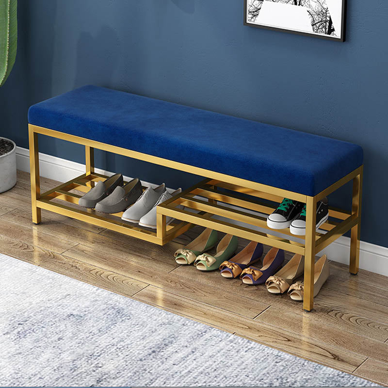 Glam 14" W Seating Bench Cushioned Rectangle Shoe Storage Entryway and Bedroom Bench Blue Clearhalo 'Benches' 'Chairs & Seating' 'furn' 'furn_benches' 'Furniture' 'Living Room Furniture' 6649967