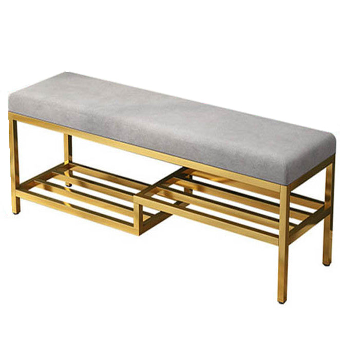 Glam 14" W Seating Bench Cushioned Rectangle Shoe Storage Entryway and Bedroom Bench Grey Clearhalo 'Benches' 'Chairs & Seating' 'furn' 'furn_benches' 'Furniture' 'Living Room Furniture' 6649968