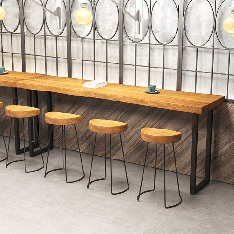 Rectangular Bar Height Table Wood Top and Metal Base Bistro Bar Table Clearhalo 'Bar Furniture' 'Bar Tables' 'bar_tables' 'furn' 'furn_bar_tables' 'Furniture' 'Kitchen & Dining Furniture' 6650015