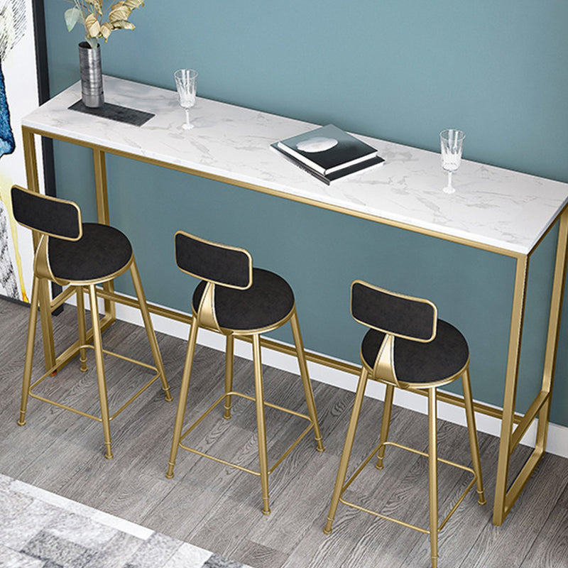 White Faux Marble Table Modern Style Bistro Bar Table for Patio Use 102.4"L x 15.7"W x 41.3"H Without Chairs Clearhalo 'Bar Furniture' 'Bar Tables' 'bar_tables' 'furn' 'furn_bar_tables' 'Furniture' 'Kitchen & Dining Furniture' 6650030