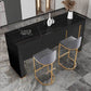 Modern Sintered Stone Bistro Table Rectangle Bar Table with Wooden Base 70.9"L x 15.7"W x 41.3"H Black Without Chairs Clearhalo 'Bar Furniture' 'Bar Tables' 'bar_tables' 'furn' 'furn_bar_tables' 'Furniture' 'Kitchen & Dining Furniture' 6650103