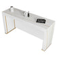 Modern Sintered Stone Bistro Table Rectangle Bar Table with Wooden Base White Without Chairs Clearhalo 'Bar Furniture' 'Bar Tables' 'bar_tables' 'furn' 'furn_bar_tables' 'Furniture' 'Kitchen & Dining Furniture' 6650104