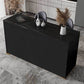 Modern Sintered Stone Bistro Table Rectangle Bar Table with Wooden Base 63"L x 15.7"W x 41.3"H Black Without Chairs Clearhalo 'Bar Furniture' 'Bar Tables' 'bar_tables' 'furn' 'furn_bar_tables' 'Furniture' 'Kitchen & Dining Furniture' 6650107