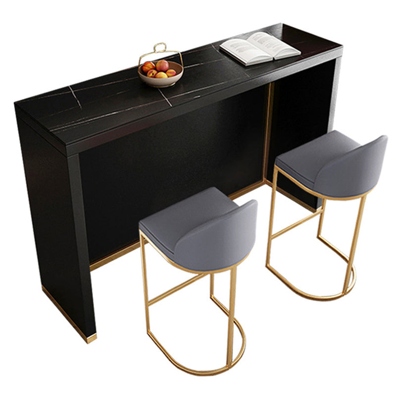 Modern Sintered Stone Bistro Table Rectangle Bar Table with Wooden Base Clearhalo 'Bar Furniture' 'Bar Tables' 'bar_tables' 'furn' 'furn_bar_tables' 'Furniture' 'Kitchen & Dining Furniture' 6650109