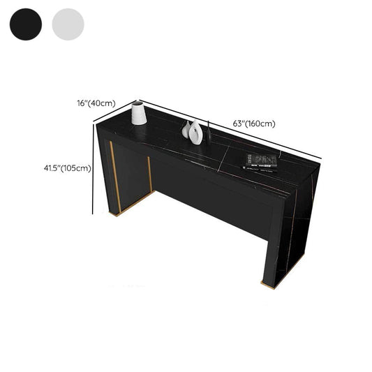 Modern Sintered Stone Bistro Table Rectangle Bar Table with Wooden Base Clearhalo 'Bar Furniture' 'Bar Tables' 'bar_tables' 'furn' 'furn_bar_tables' 'Furniture' 'Kitchen & Dining Furniture' 6650115