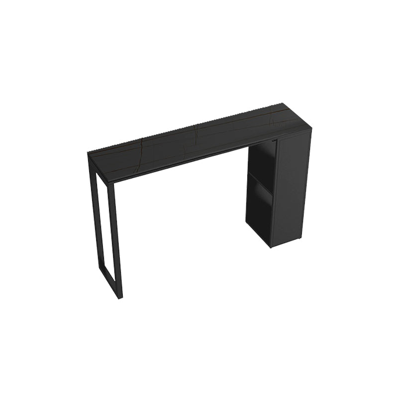 Pedestal Sintered Stone Bar Table Modern Dining Table with Storage Shelves Black Without Chairs Clearhalo 'Bar Furniture' 'Bar Tables' 'bar_tables' 'furn' 'furn_bar_tables' 'Furniture' 'Kitchen & Dining Furniture' 6650253