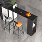 Pedestal Sintered Stone Bar Table Modern Dining Table with Storage Shelves 63"L x 15.7"W x 41.3"H Black Without Chairs Clearhalo 'Bar Furniture' 'Bar Tables' 'bar_tables' 'furn' 'furn_bar_tables' 'Furniture' 'Kitchen & Dining Furniture' 6650256