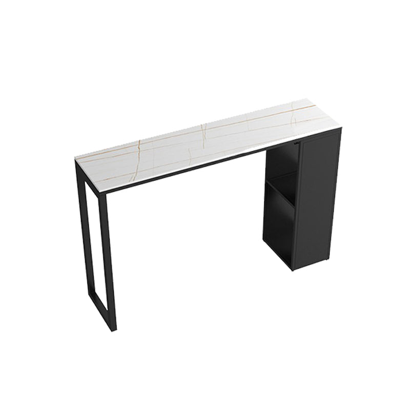 Pedestal Sintered Stone Bar Table Modern Dining Table with Storage Shelves Clearhalo 'Bar Furniture' 'Bar Tables' 'bar_tables' 'furn' 'furn_bar_tables' 'Furniture' 'Kitchen & Dining Furniture' 6650257
