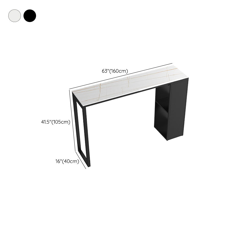 Pedestal Sintered Stone Bar Table Modern Dining Table with Storage Shelves Clearhalo 'Bar Furniture' 'Bar Tables' 'bar_tables' 'furn' 'furn_bar_tables' 'Furniture' 'Kitchen & Dining Furniture' 6650264