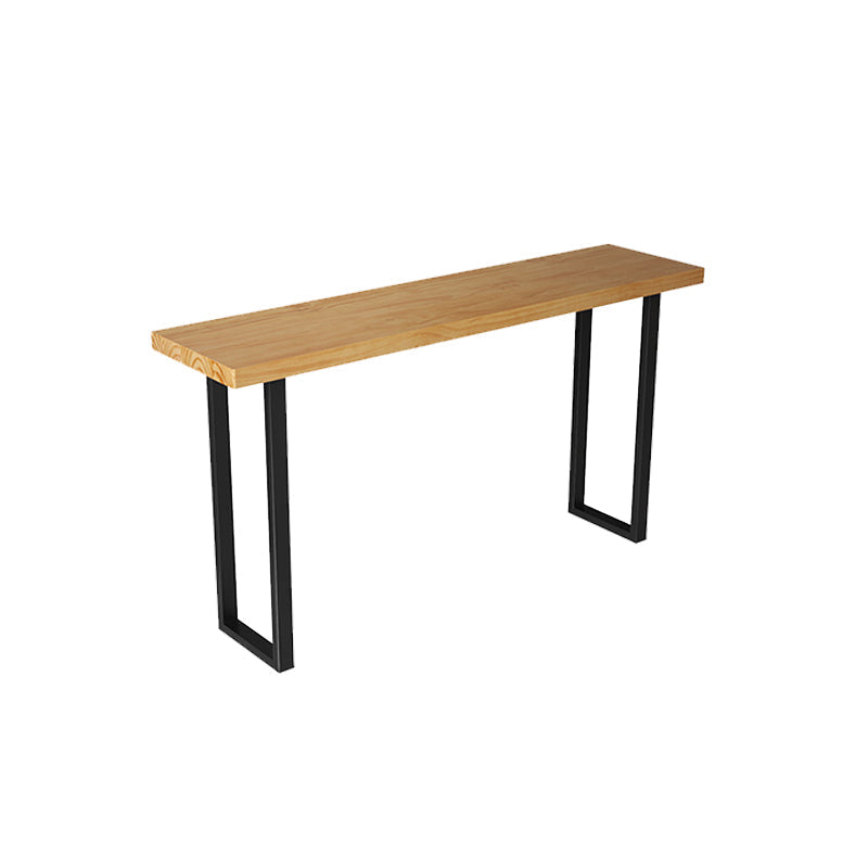 Brown Solid Wood Bar Table Black Legs and Metal Base Bar Table Without Chairs Clearhalo 'Bar Furniture' 'Bar Tables' 'bar_tables' 'furn' 'furn_bar_tables' 'Furniture' 'Kitchen & Dining Furniture' 6650279