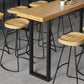 Brown Solid Wood Bar Table Black Legs and Metal Base Bar Table Clearhalo 'Bar Furniture' 'Bar Tables' 'bar_tables' 'furn' 'furn_bar_tables' 'Furniture' 'Kitchen & Dining Furniture' 6650286