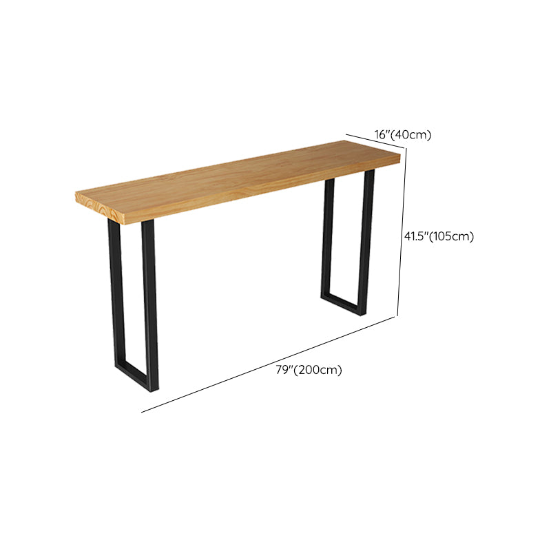 Brown Solid Wood Bar Table Black Legs and Metal Base Bar Table Clearhalo 'Bar Furniture' 'Bar Tables' 'bar_tables' 'furn' 'furn_bar_tables' 'Furniture' 'Kitchen & Dining Furniture' 6650289