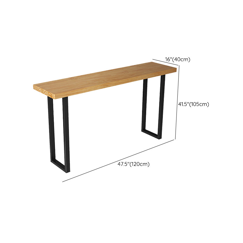 Brown Solid Wood Bar Table Black Legs and Metal Base Bar Table Clearhalo 'Bar Furniture' 'Bar Tables' 'bar_tables' 'furn' 'furn_bar_tables' 'Furniture' 'Kitchen & Dining Furniture' 6650293